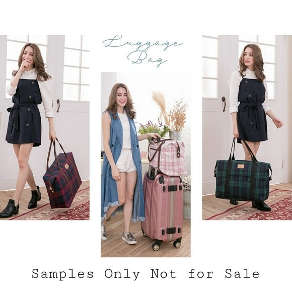 Waterproof Plaid Extra Large Travel Tote Luggage Weekender Duffel Trolley Sleeve - Picture 6 of 10